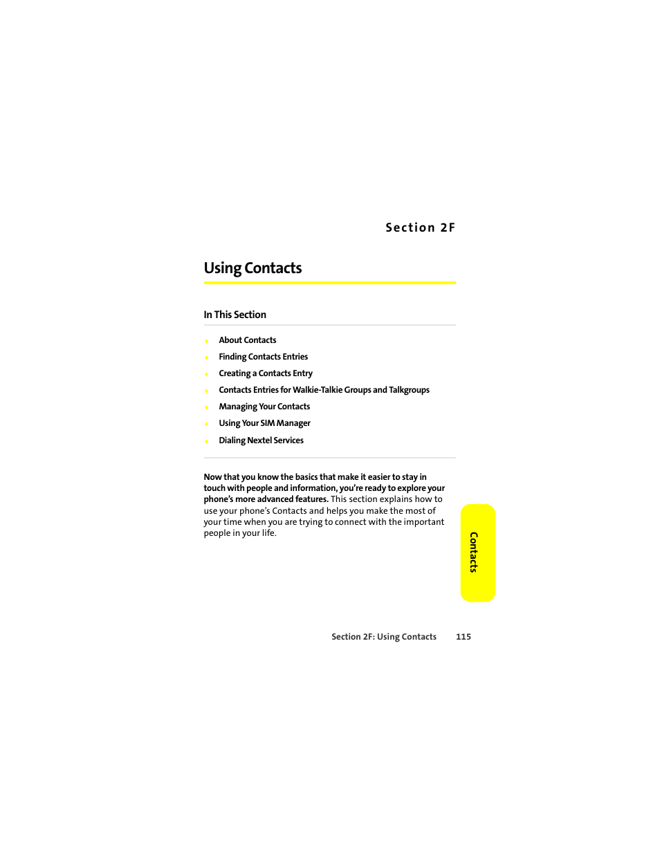 Using contacts | Sprint Nextel ic502 User Manual | Page 129 / 226