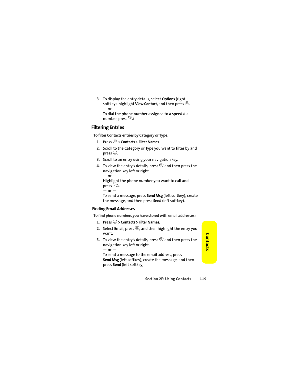 Filtering entries | Sprint Nextel ic502 User Manual | Page 133 / 226
