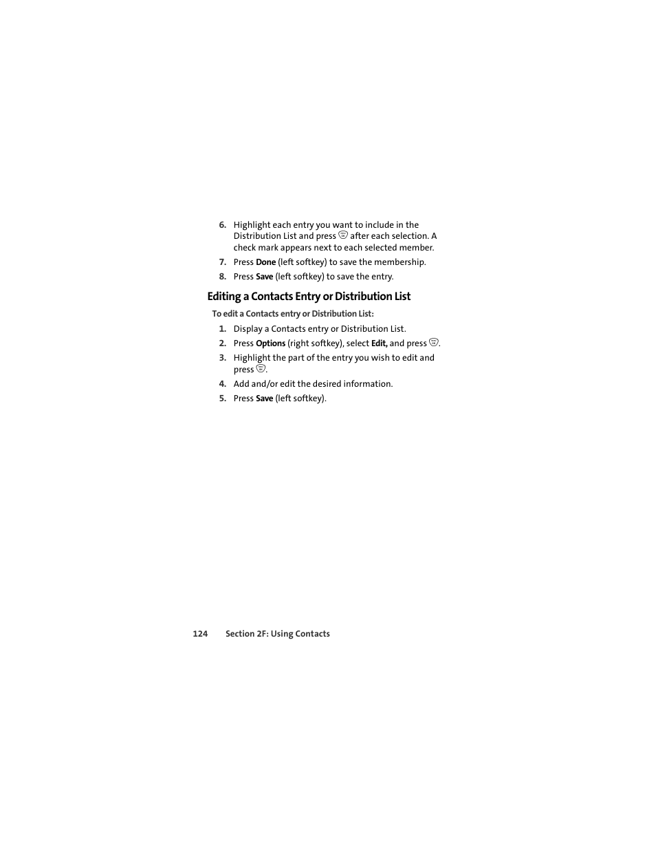 Editing a contacts entry or distribution list | Sprint Nextel ic502 User Manual | Page 138 / 226