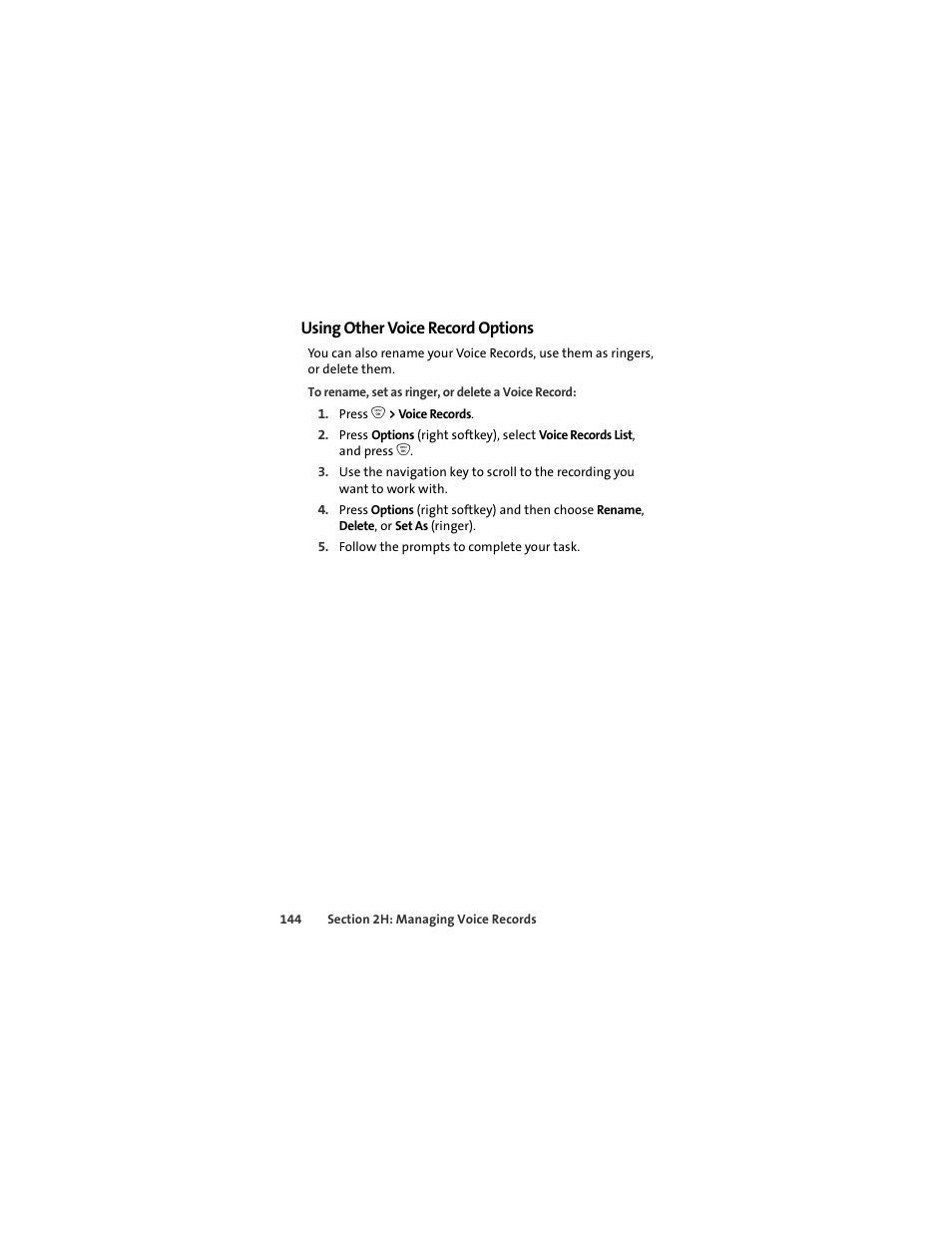 Using other voice record options | Sprint Nextel ic502 User Manual | Page 158 / 226