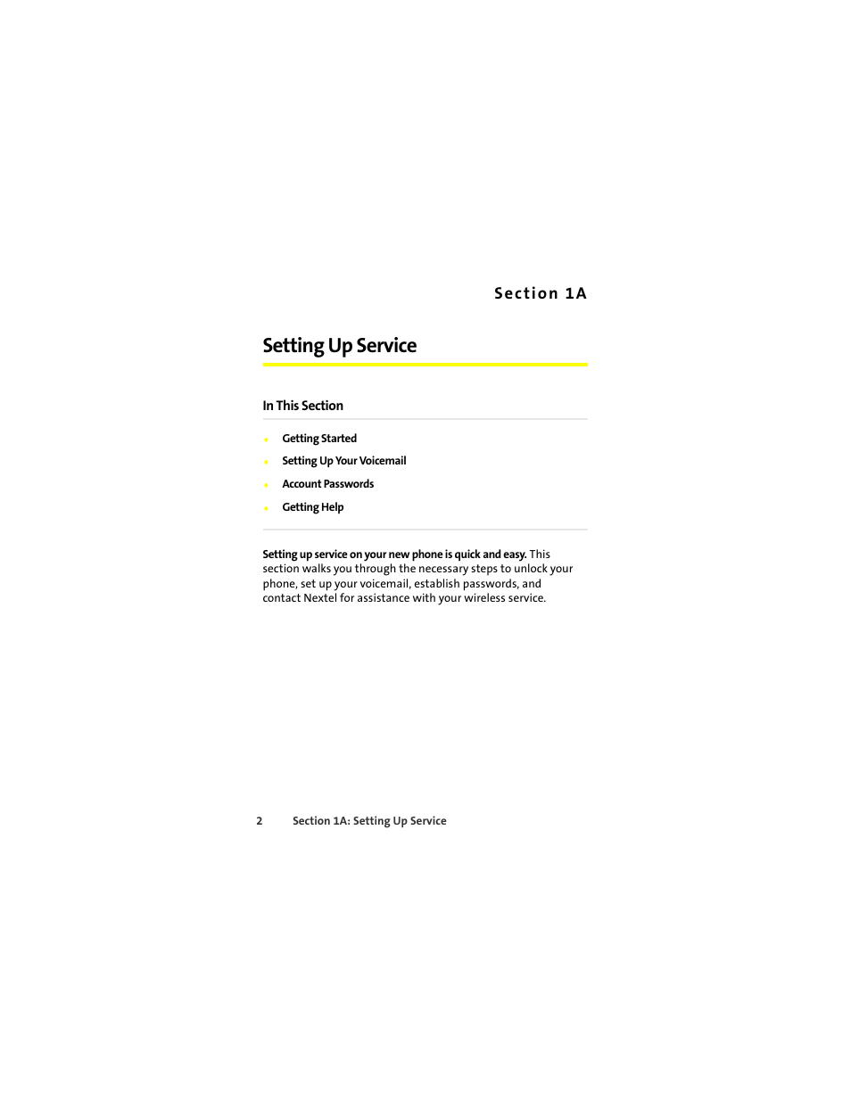 Setting up service | Sprint Nextel ic502 User Manual | Page 16 / 226