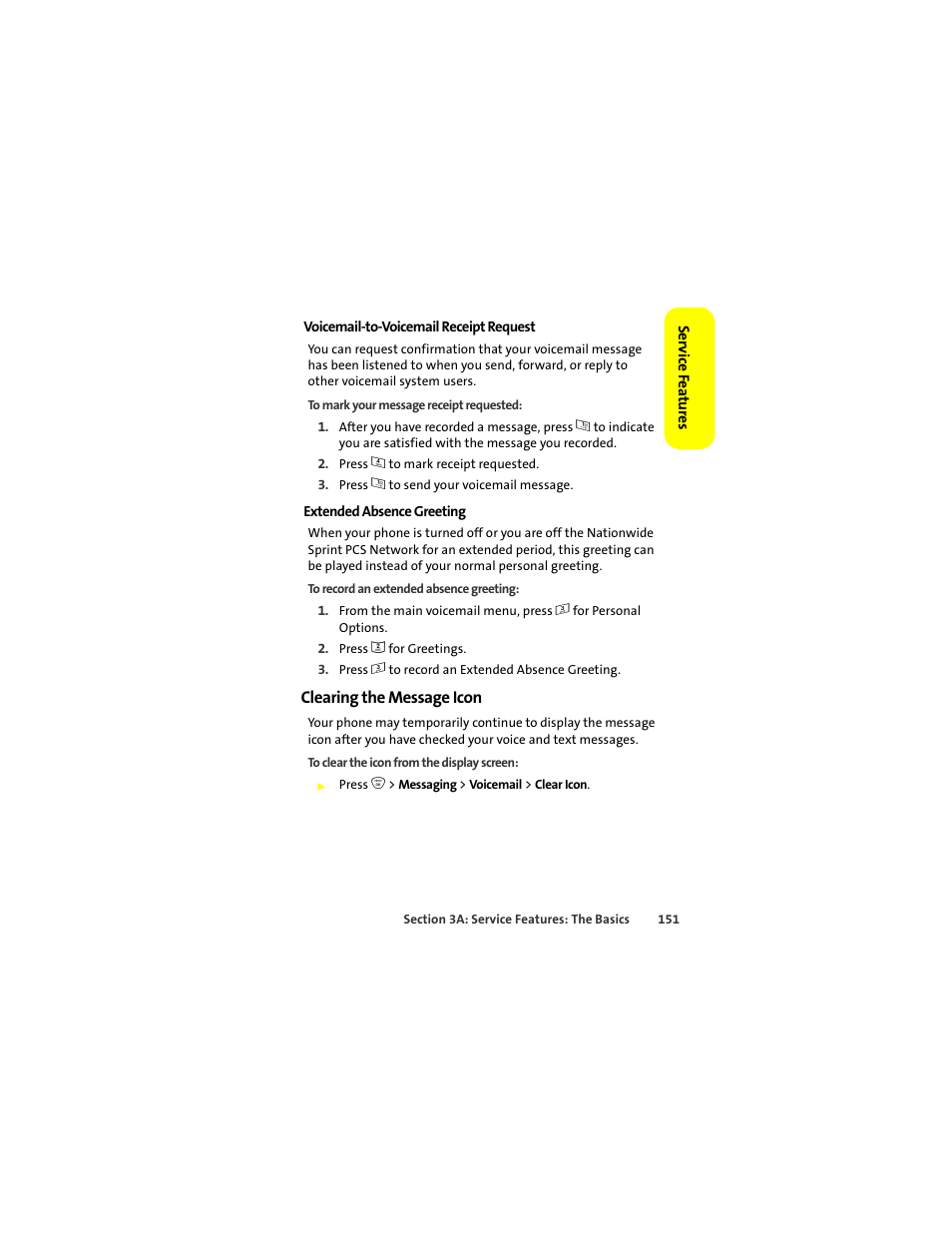 Clearing the message icon | Sprint Nextel ic502 User Manual | Page 165 / 226