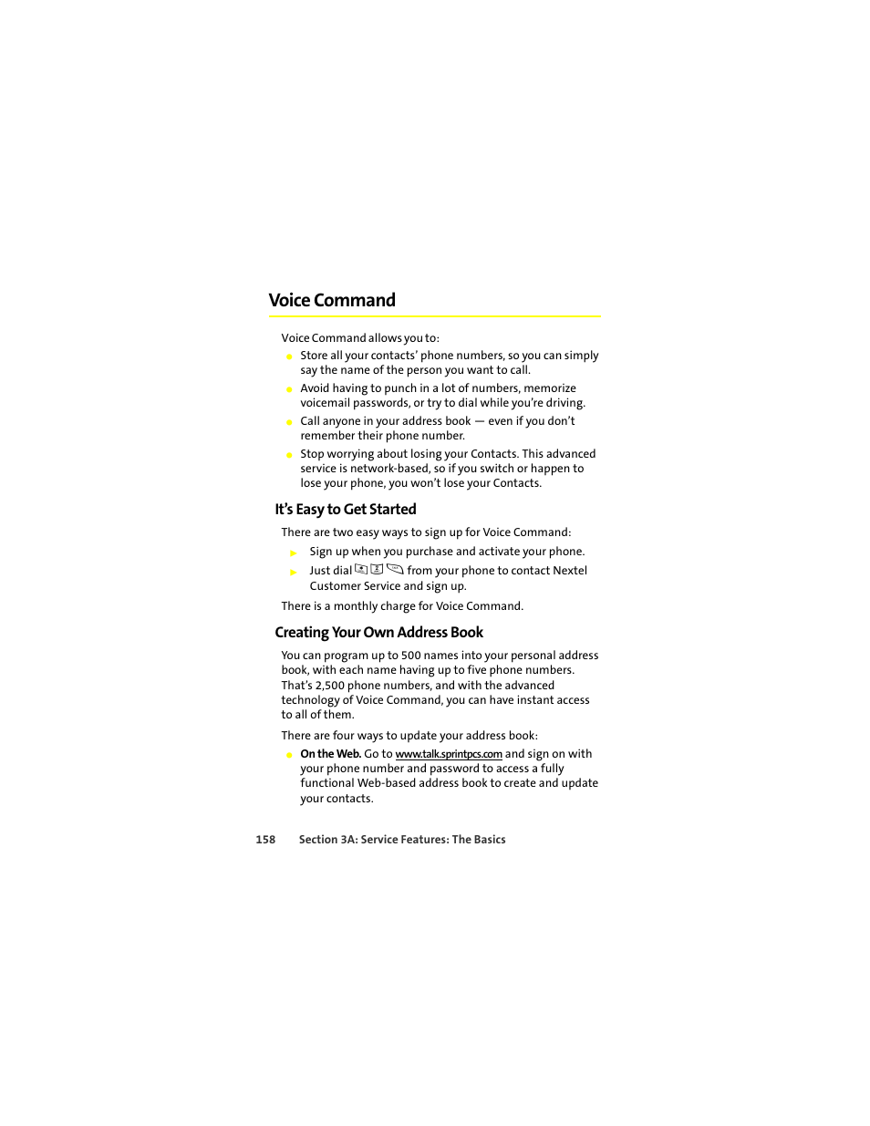 Voice command, It’s easy to get started, Creating your own address book | Sprint Nextel ic502 User Manual | Page 172 / 226