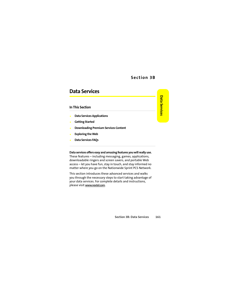 Data services | Sprint Nextel ic502 User Manual | Page 175 / 226