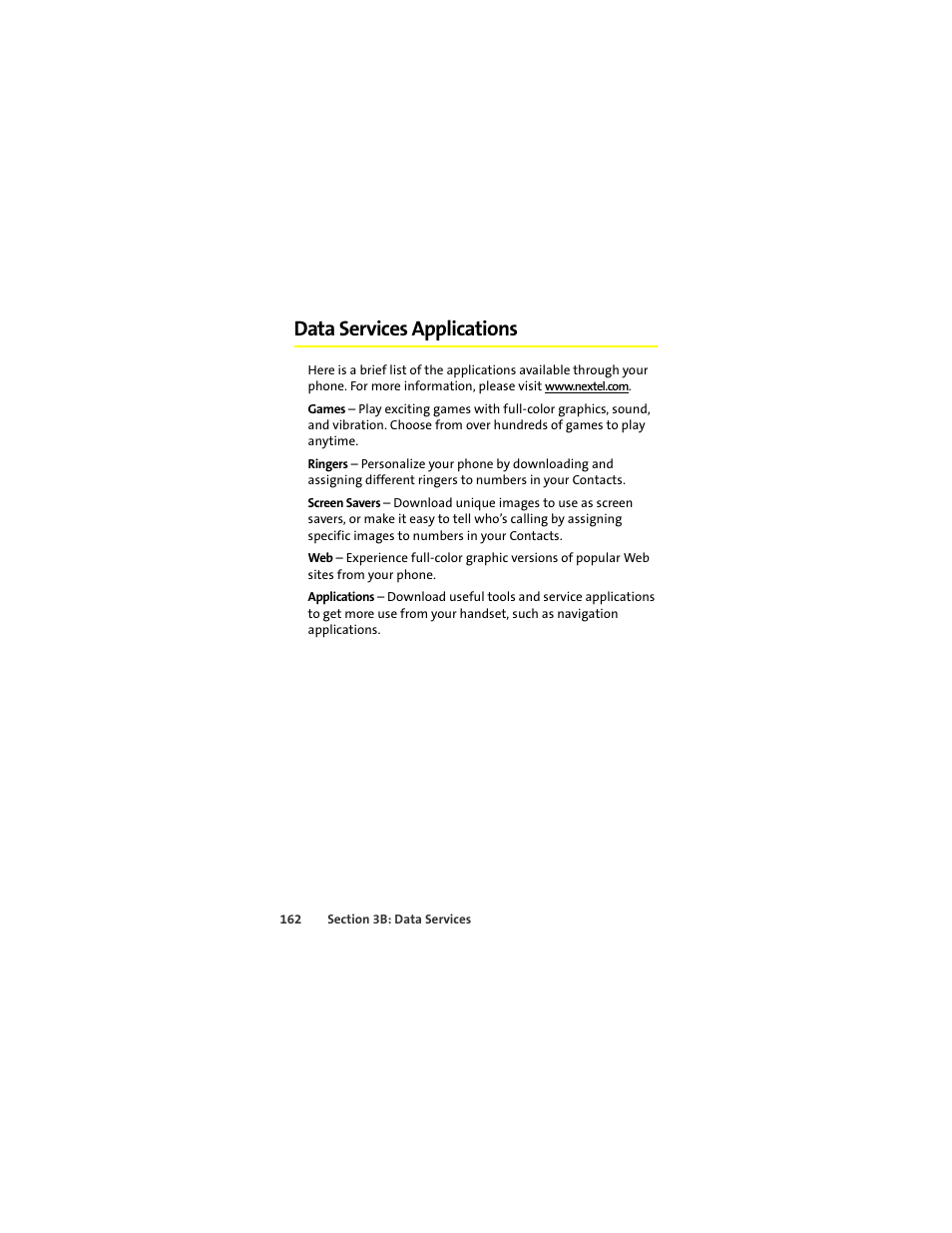 Data services applications | Sprint Nextel ic502 User Manual | Page 176 / 226