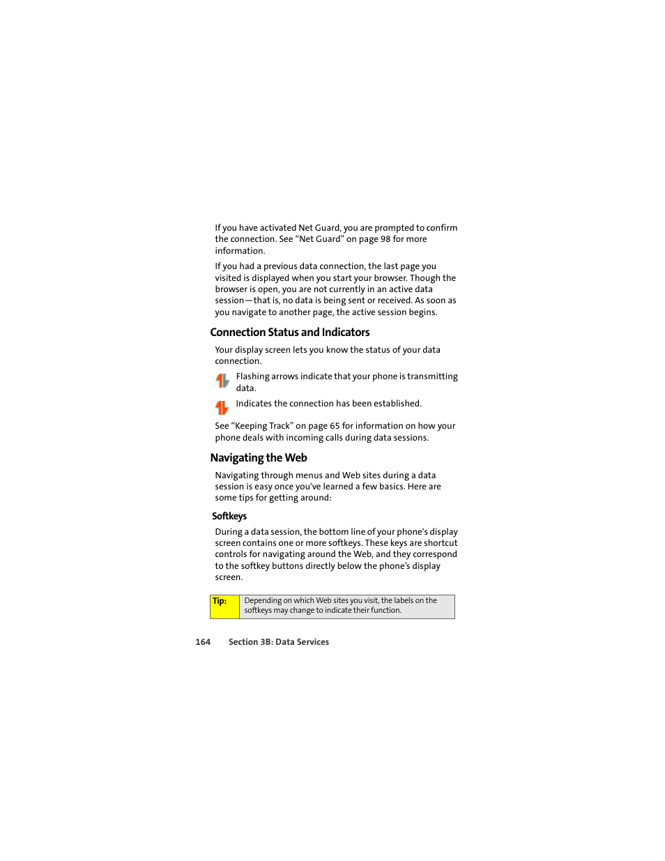 Connection status and indicators, Navigating the web | Sprint Nextel ic502 User Manual | Page 178 / 226