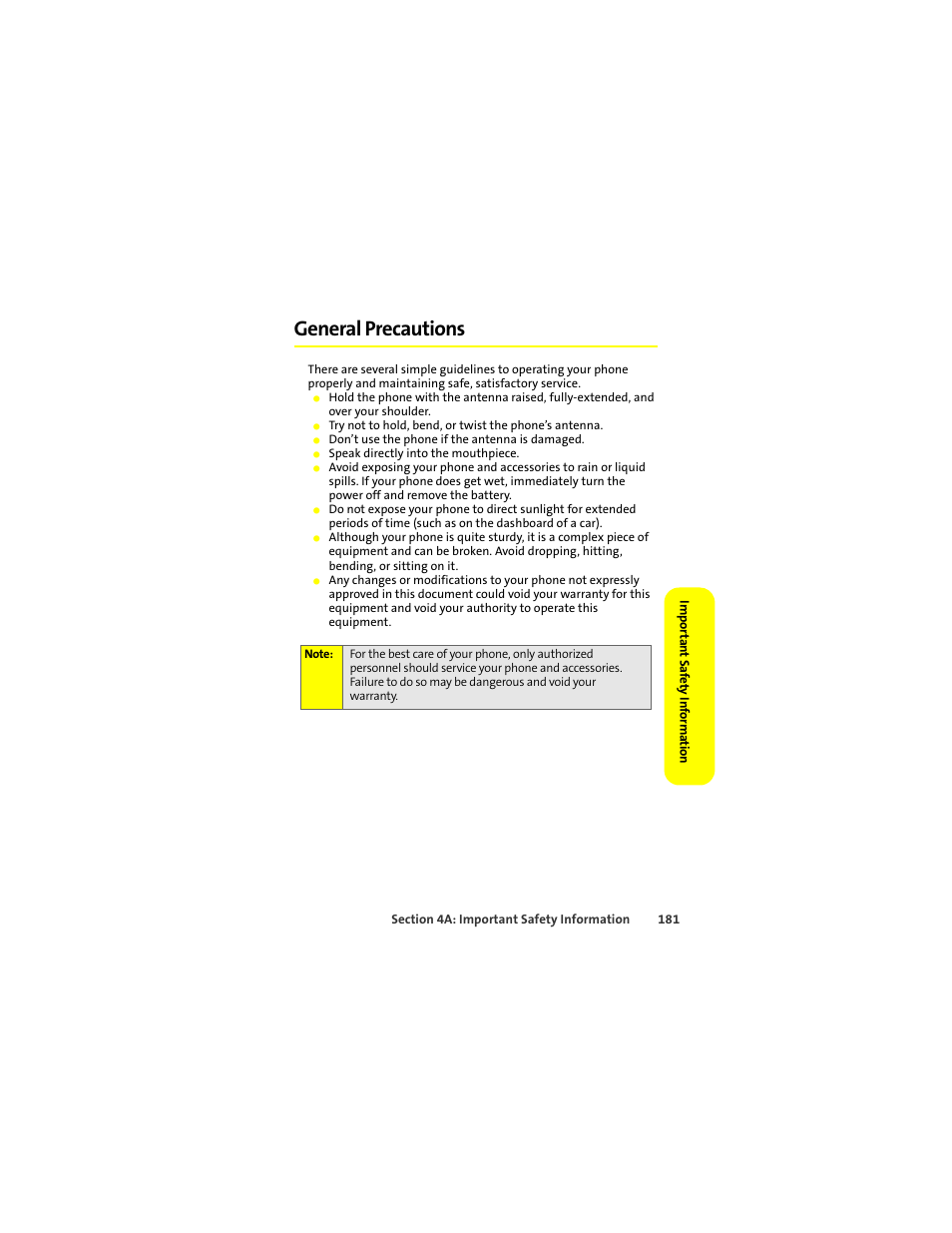 General precautions | Sprint Nextel ic502 User Manual | Page 195 / 226