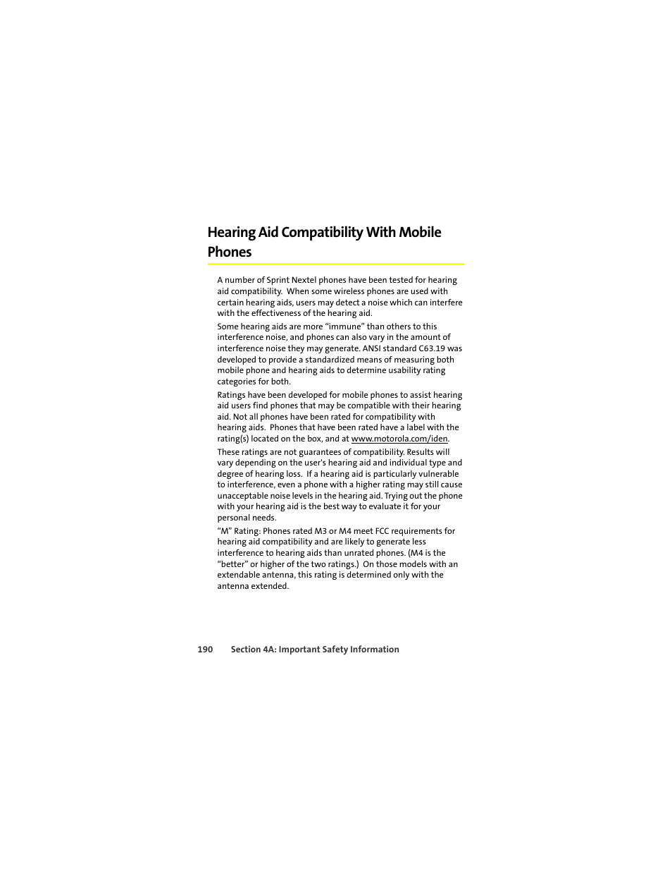 Hearing aid compatibility with mobile phones | Sprint Nextel ic502 User Manual | Page 204 / 226
