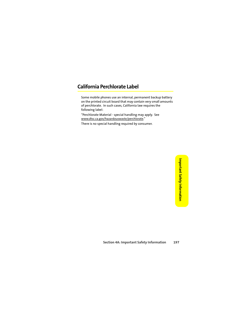 California perchlorate label | Sprint Nextel ic502 User Manual | Page 211 / 226