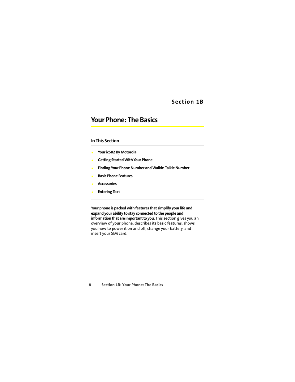 Your phone: the basics | Sprint Nextel ic502 User Manual | Page 22 / 226