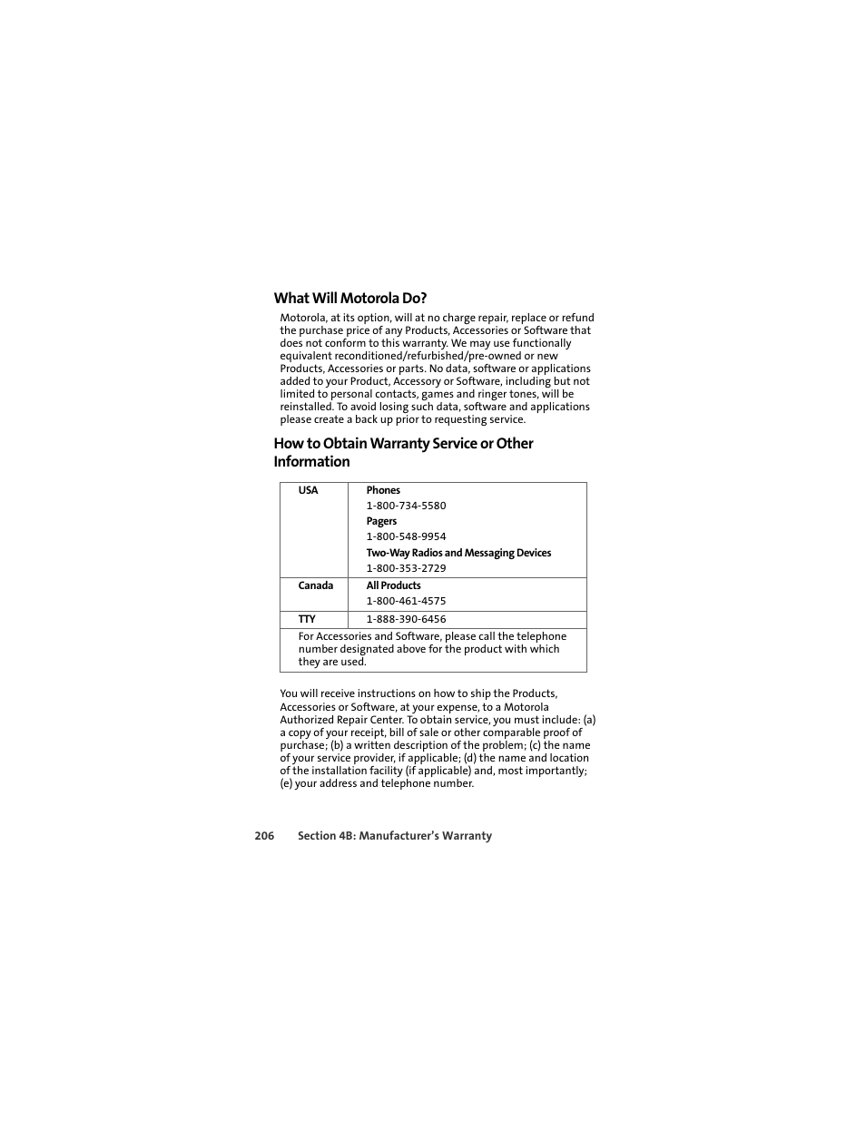 What will motorola do | Sprint Nextel ic502 User Manual | Page 220 / 226