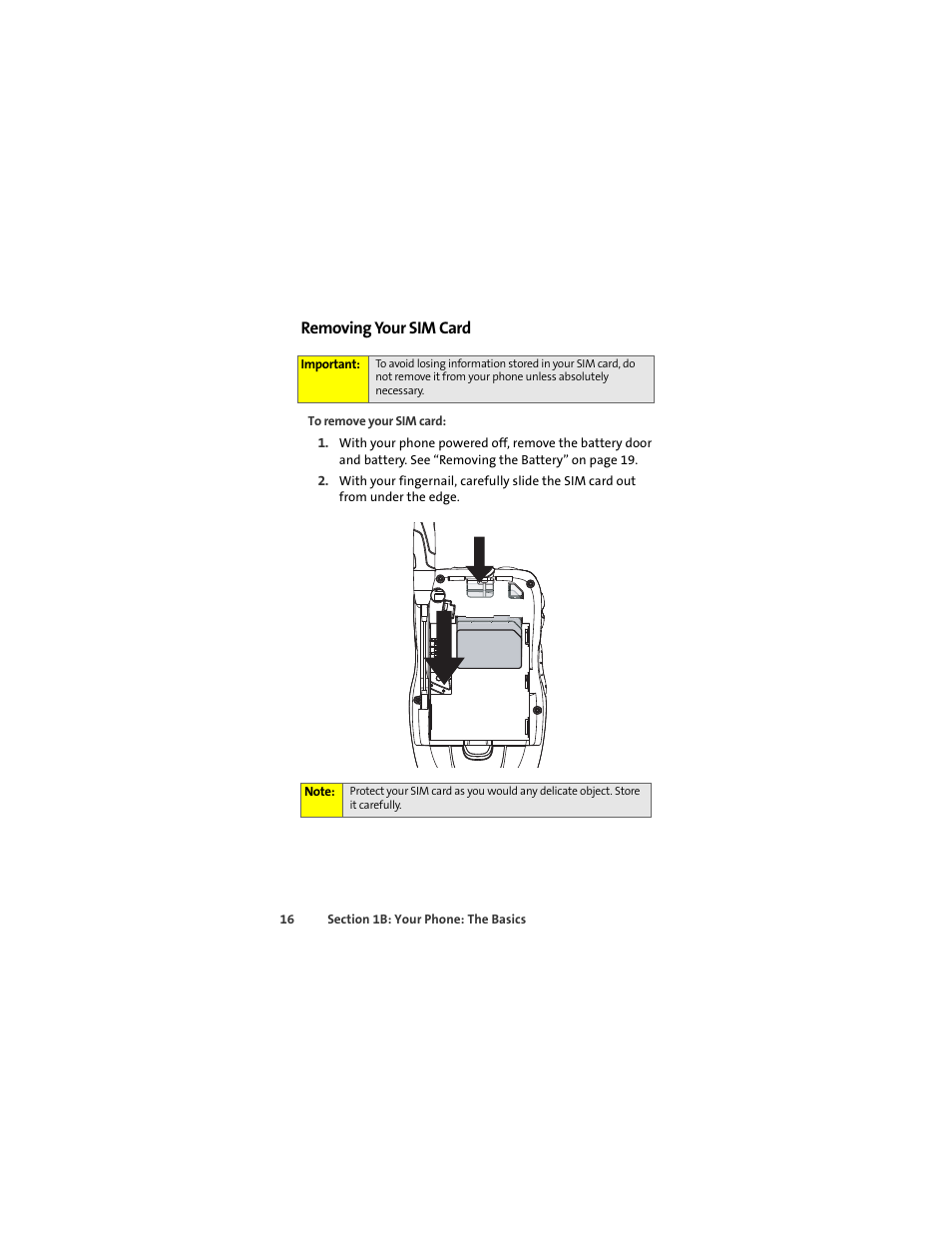 Removing your sim card | Sprint Nextel ic502 User Manual | Page 30 / 226