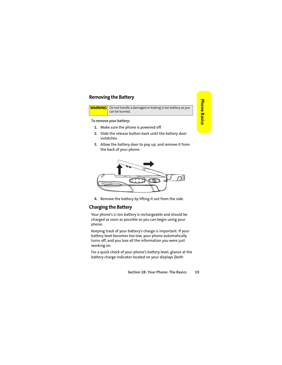 Removing the battery, Charging the battery | Sprint Nextel ic502 User Manual | Page 33 / 226