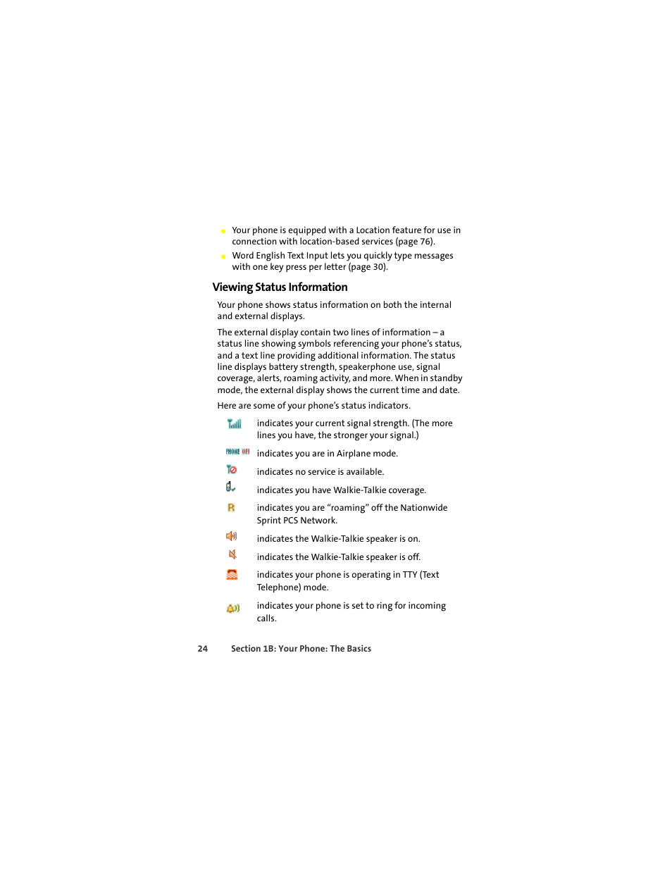 Viewing status information | Sprint Nextel ic502 User Manual | Page 38 / 226