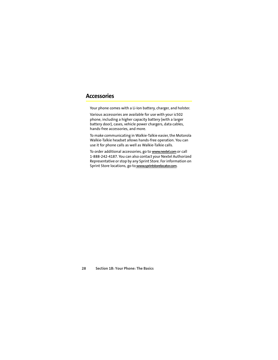 Accessories | Sprint Nextel ic502 User Manual | Page 42 / 226