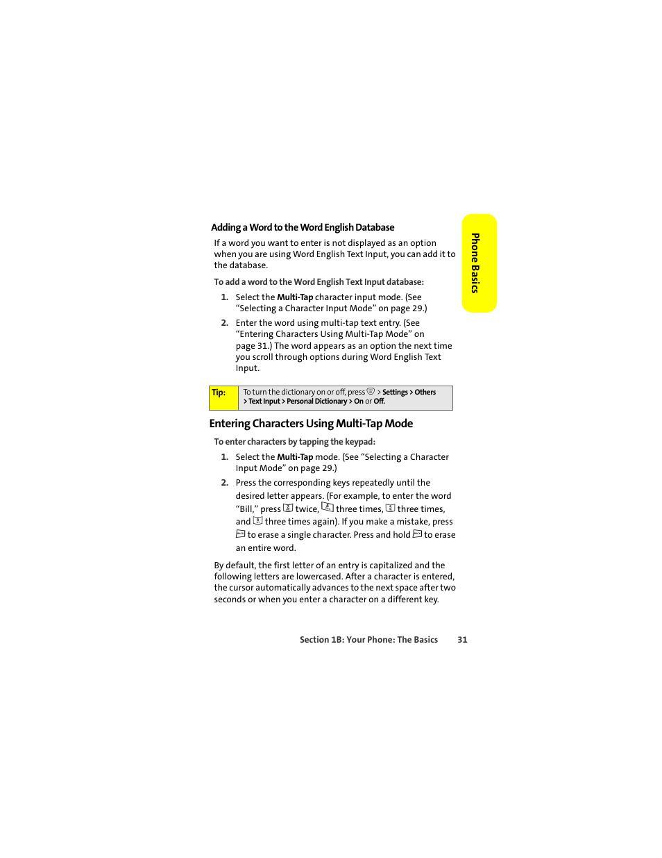Entering characters using multi-tap mode | Sprint Nextel ic502 User Manual | Page 45 / 226