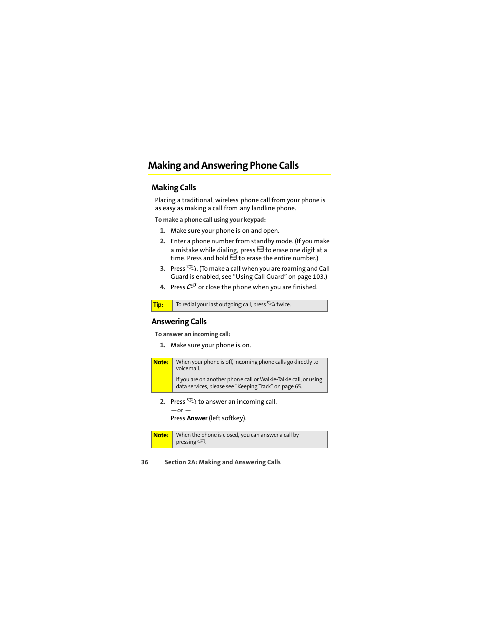 Making and answering phone calls, Making calls, Answering calls | Sprint Nextel ic502 User Manual | Page 50 / 226