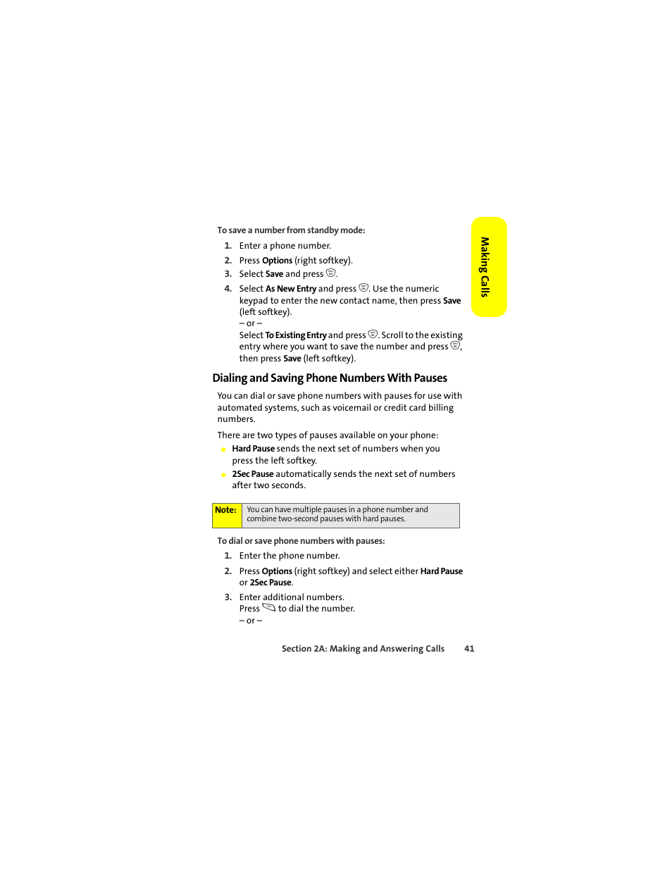 Dialing and saving phone numbers with pauses | Sprint Nextel ic502 User Manual | Page 55 / 226