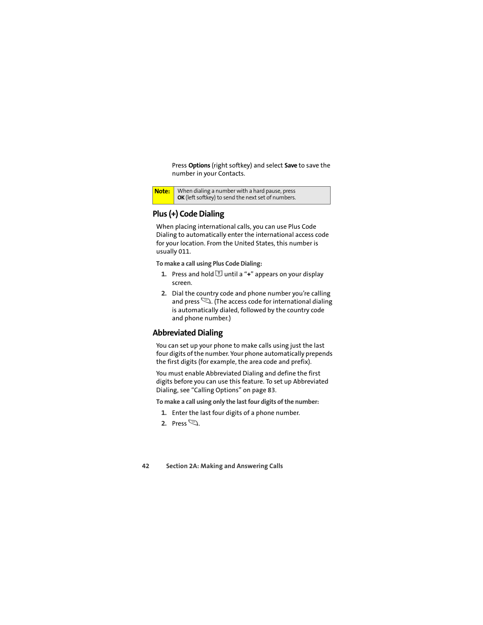 Plus (+) code dialing, Abbreviated dialing | Sprint Nextel ic502 User Manual | Page 56 / 226