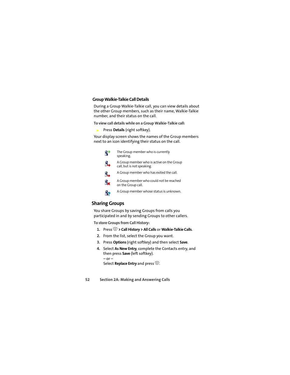 Sharing groups | Sprint Nextel ic502 User Manual | Page 66 / 226