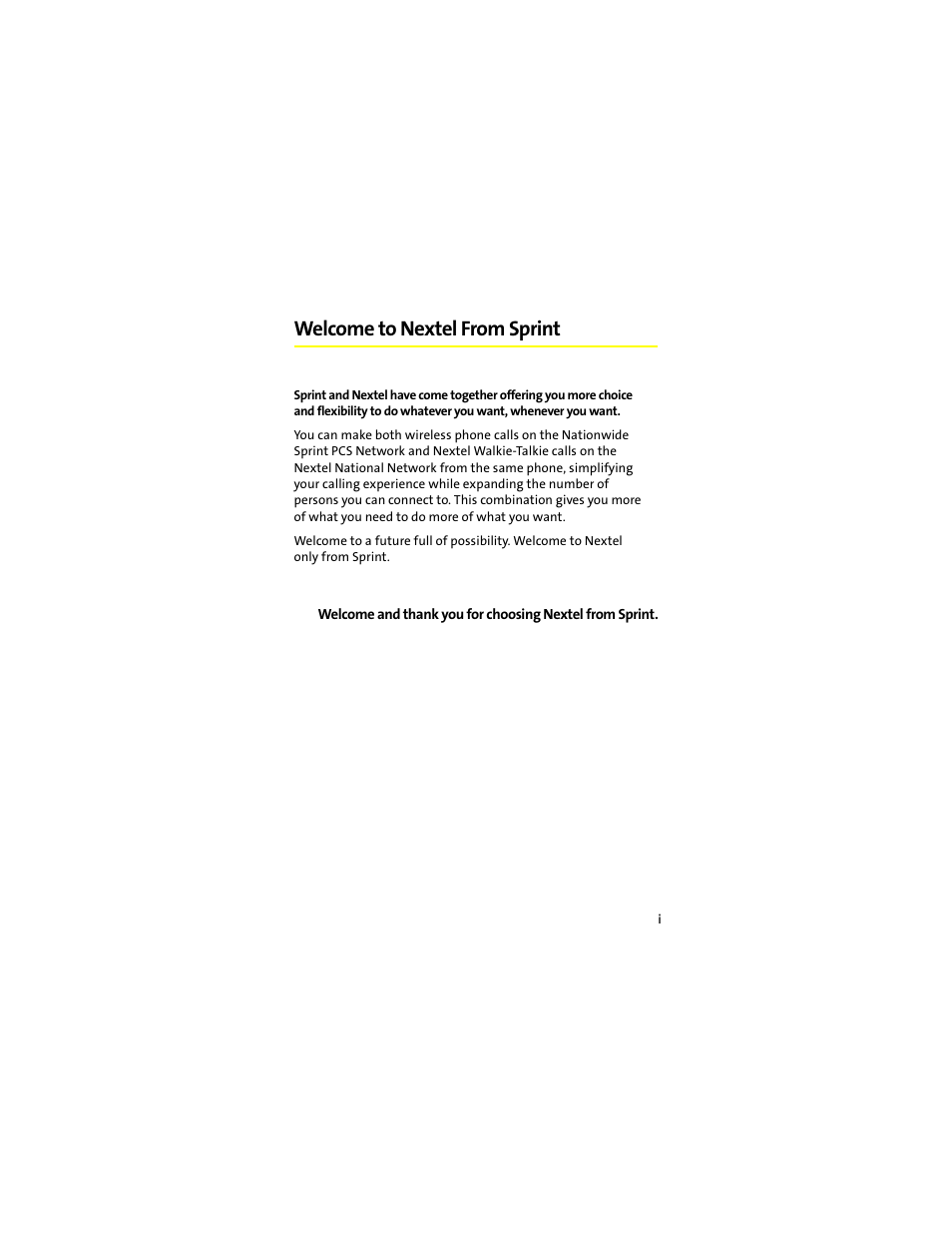 Welcome to nextel from sprint | Sprint Nextel ic502 User Manual | Page 7 / 226