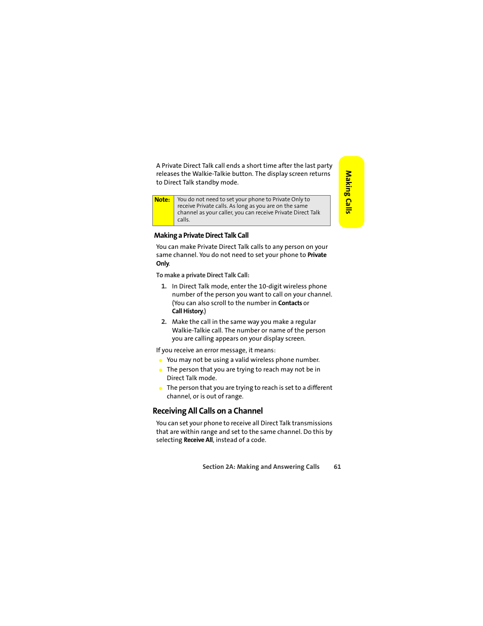 Receiving all calls on a channel | Sprint Nextel ic502 User Manual | Page 75 / 226