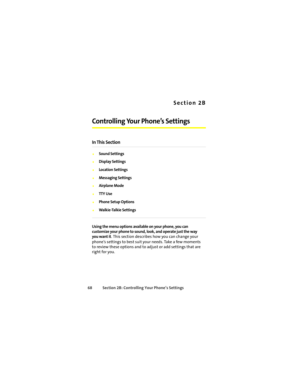 Controlling your phone’s settings | Sprint Nextel ic502 User Manual | Page 82 / 226