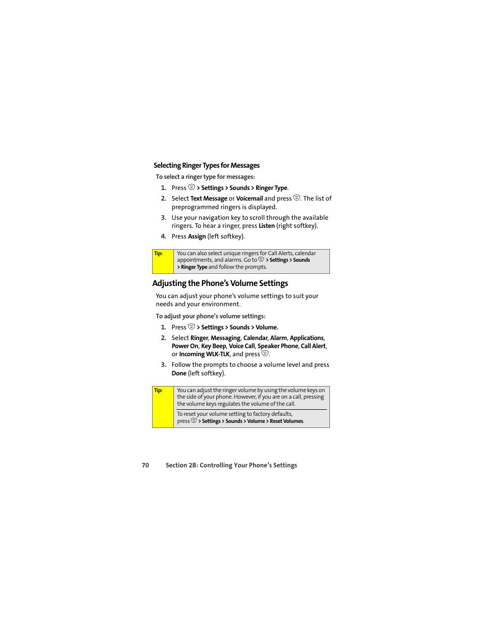 Adjusting the phone’s volume settings | Sprint Nextel ic502 User Manual | Page 84 / 226