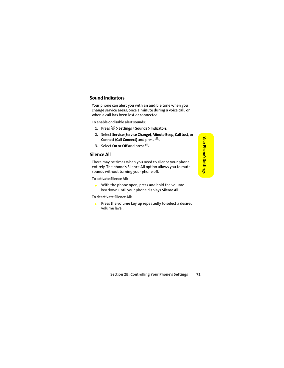 Sound indicators, Silence all | Sprint Nextel ic502 User Manual | Page 85 / 226