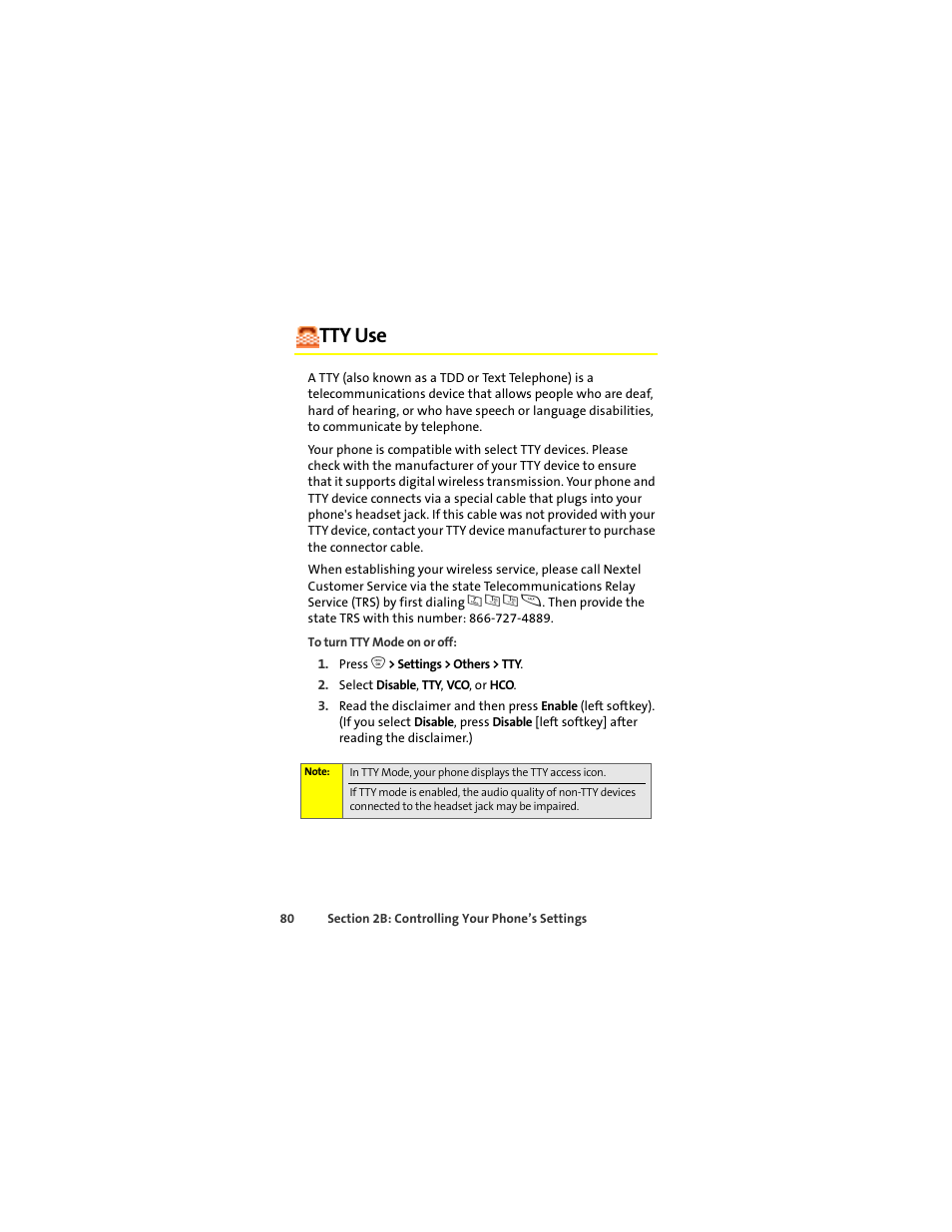 Tty use | Sprint Nextel ic502 User Manual | Page 94 / 226