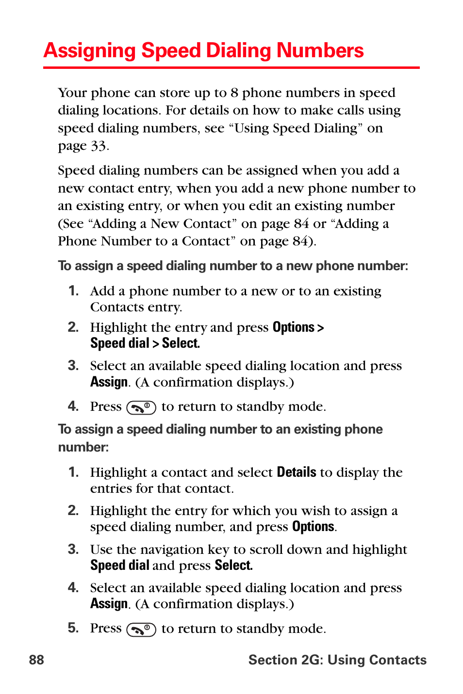 Assigning speed dialing numbers | Sprint Nextel PCS VI-3155I User Manual | Page 100 / 209