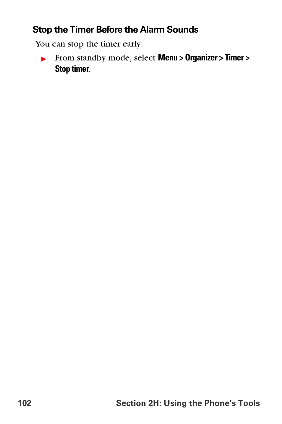 Stop the timer before the alarm sounds | Sprint Nextel PCS VI-3155I User Manual | Page 114 / 209