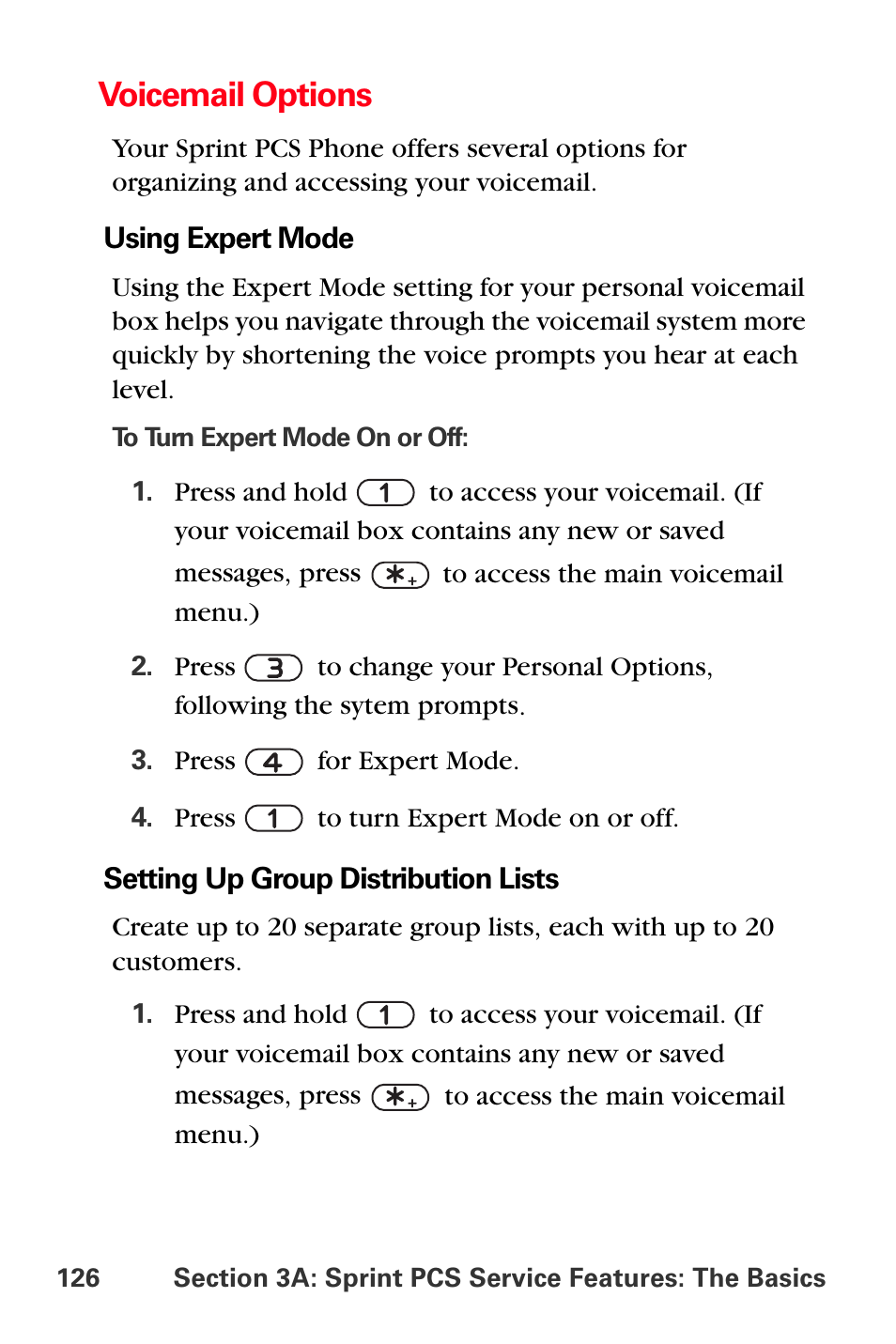 Voicemail options | Sprint Nextel PCS VI-3155I User Manual | Page 138 / 209