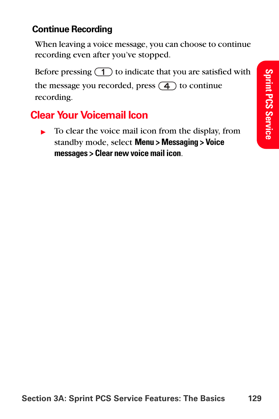 Clear your voicemail icon | Sprint Nextel PCS VI-3155I User Manual | Page 141 / 209