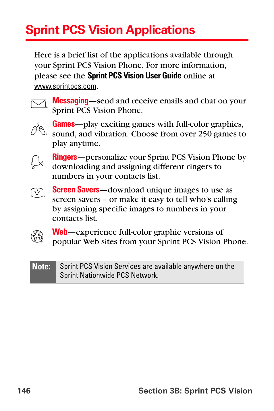 Sprint pcs vision applications | Sprint Nextel PCS VI-3155I User Manual | Page 158 / 209
