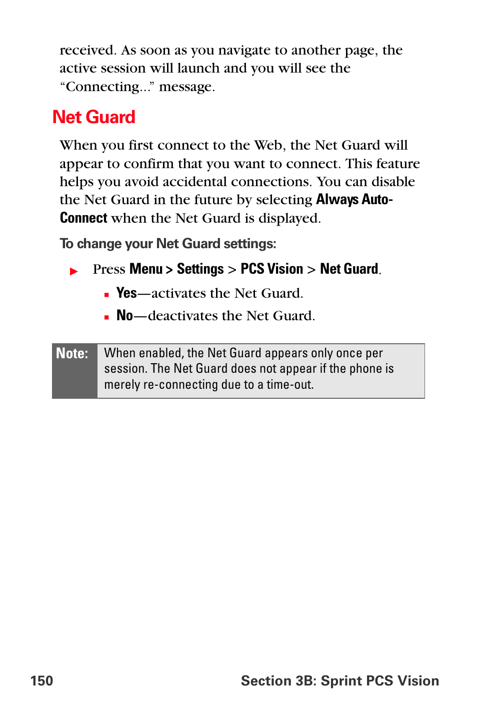 Net guard | Sprint Nextel PCS VI-3155I User Manual | Page 162 / 209