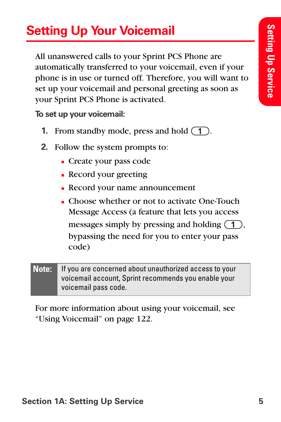 Setting up your voicemail | Sprint Nextel PCS VI-3155I User Manual | Page 17 / 209