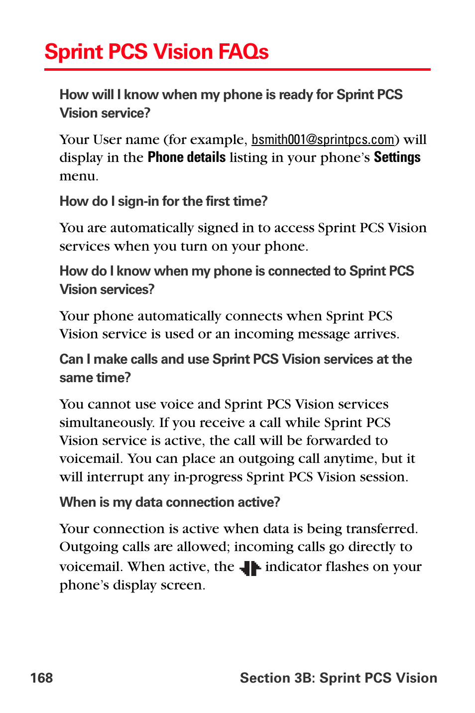 Sprint pcs vision faqs | Sprint Nextel PCS VI-3155I User Manual | Page 180 / 209