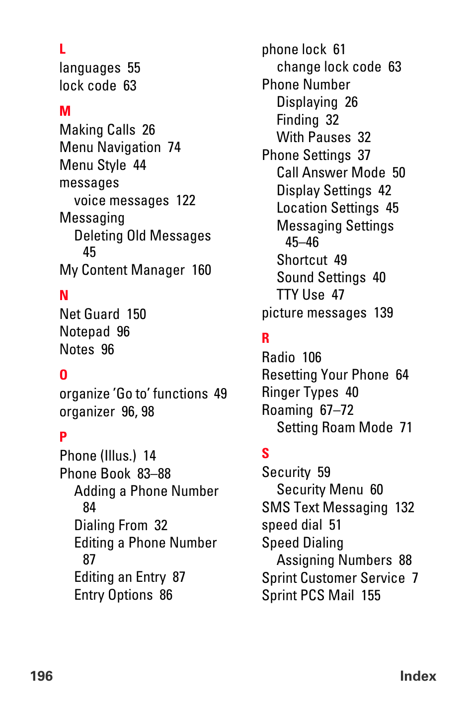 Sprint Nextel PCS VI-3155I User Manual | Page 208 / 209