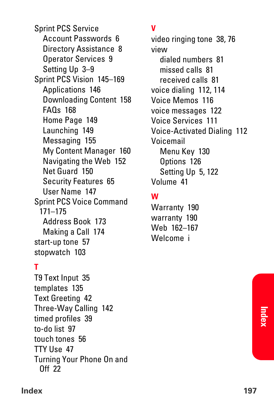 Sprint Nextel PCS VI-3155I User Manual | Page 209 / 209