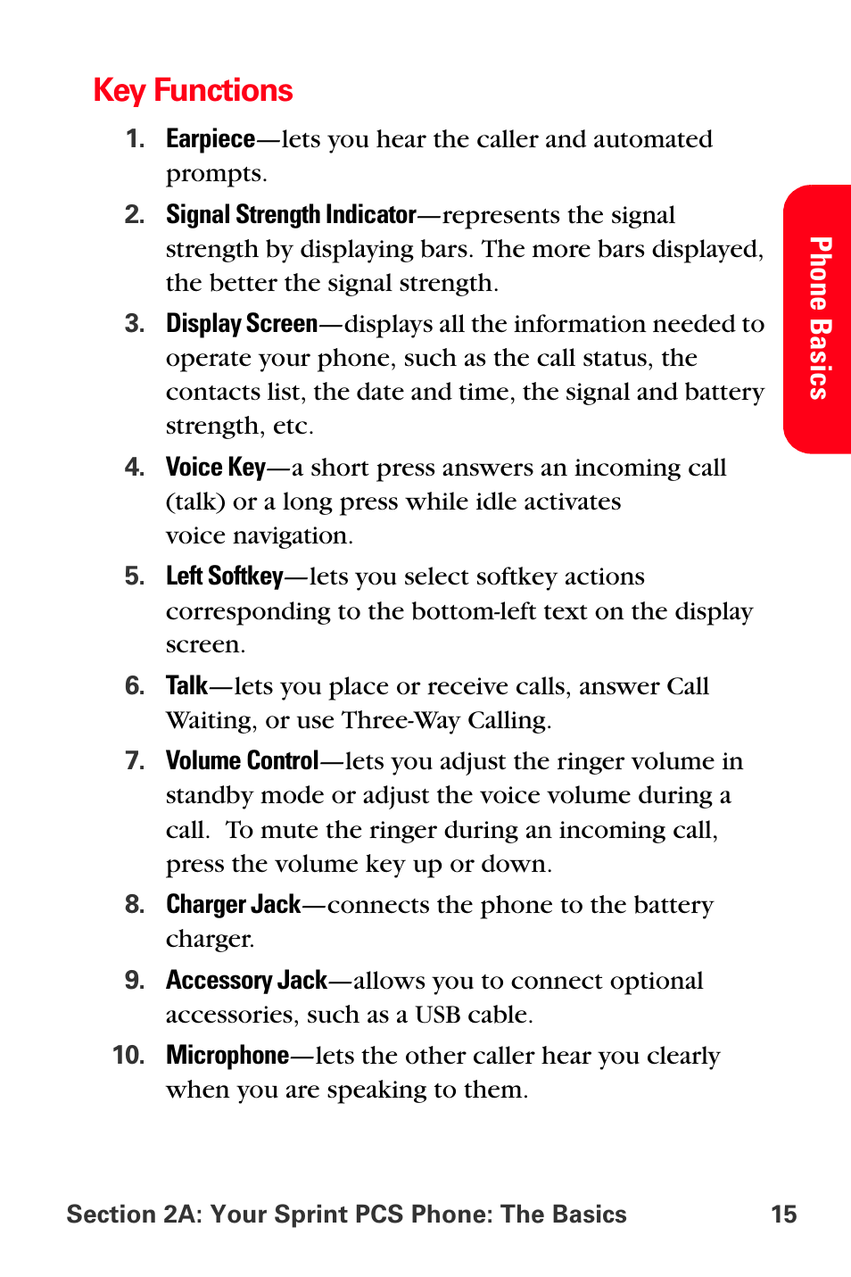 Key functions | Sprint Nextel PCS VI-3155I User Manual | Page 27 / 209