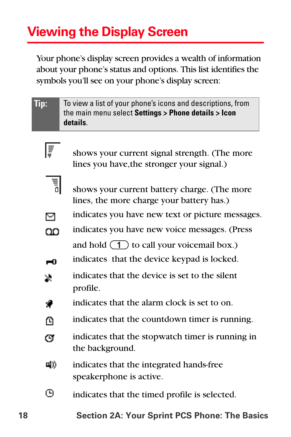 Viewing the display screen | Sprint Nextel PCS VI-3155I User Manual | Page 30 / 209