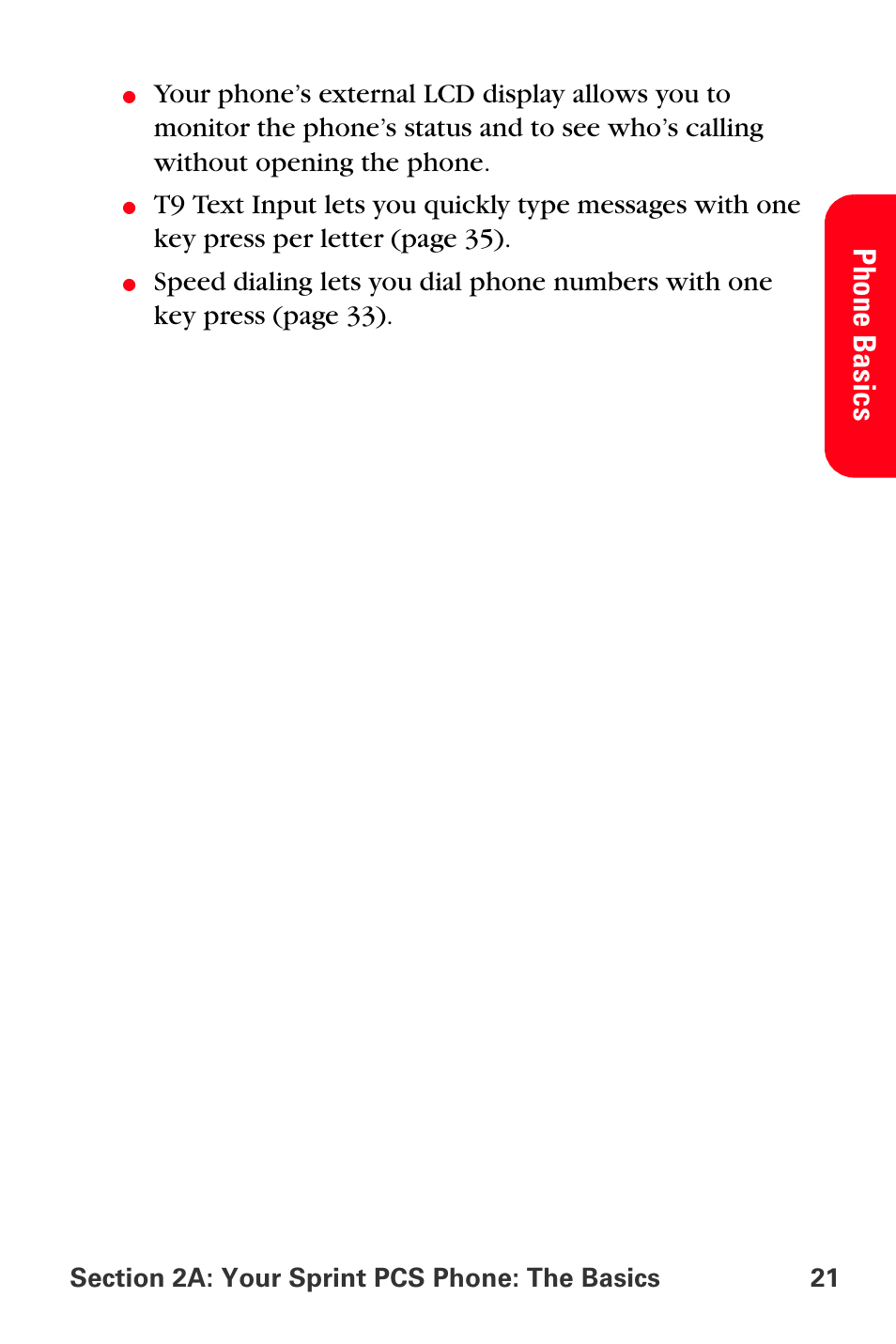 Pho ne basi cs | Sprint Nextel PCS VI-3155I User Manual | Page 33 / 209