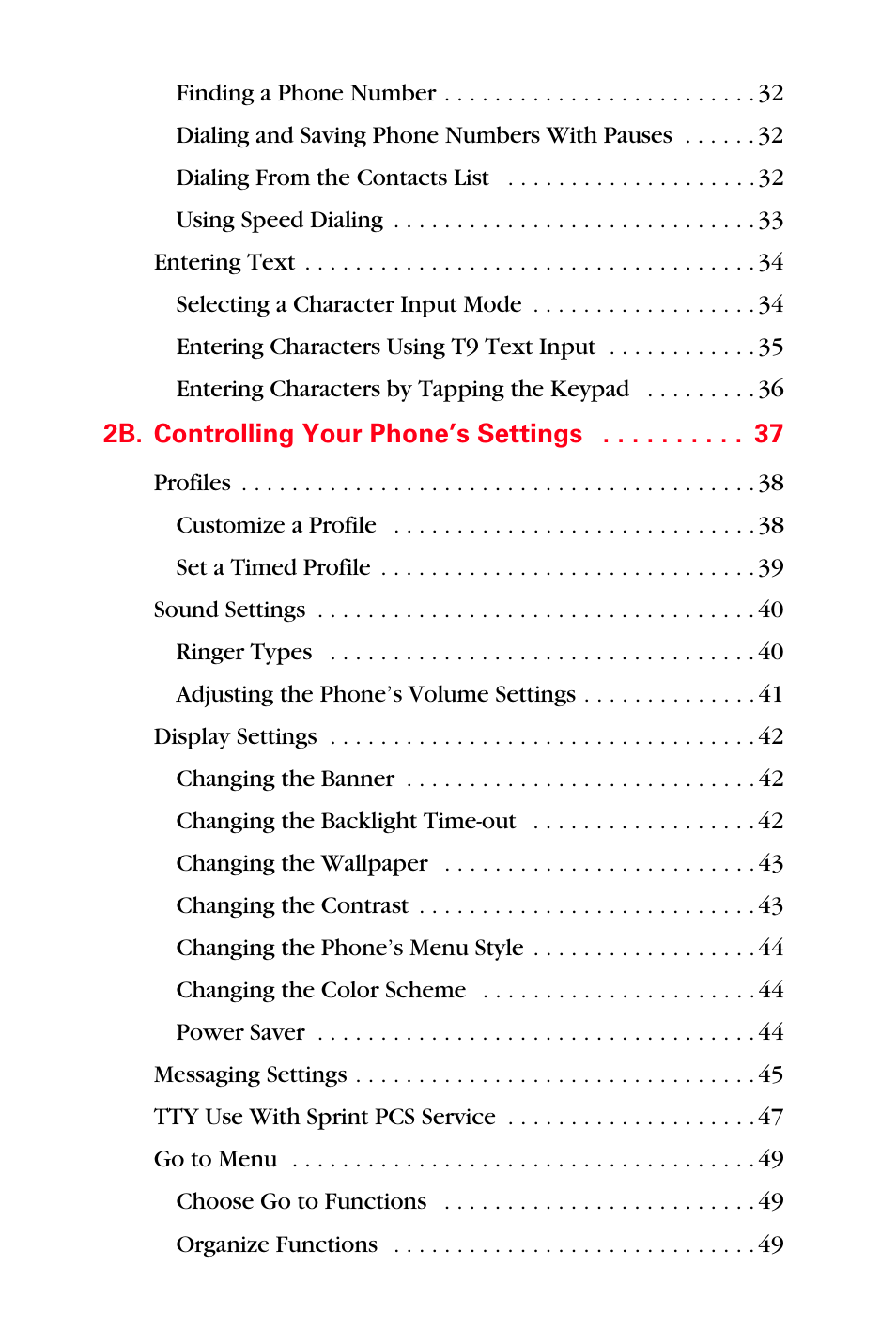 2b. controlling your phone’s settings 37 | Sprint Nextel PCS VI-3155I User Manual | Page 4 / 209