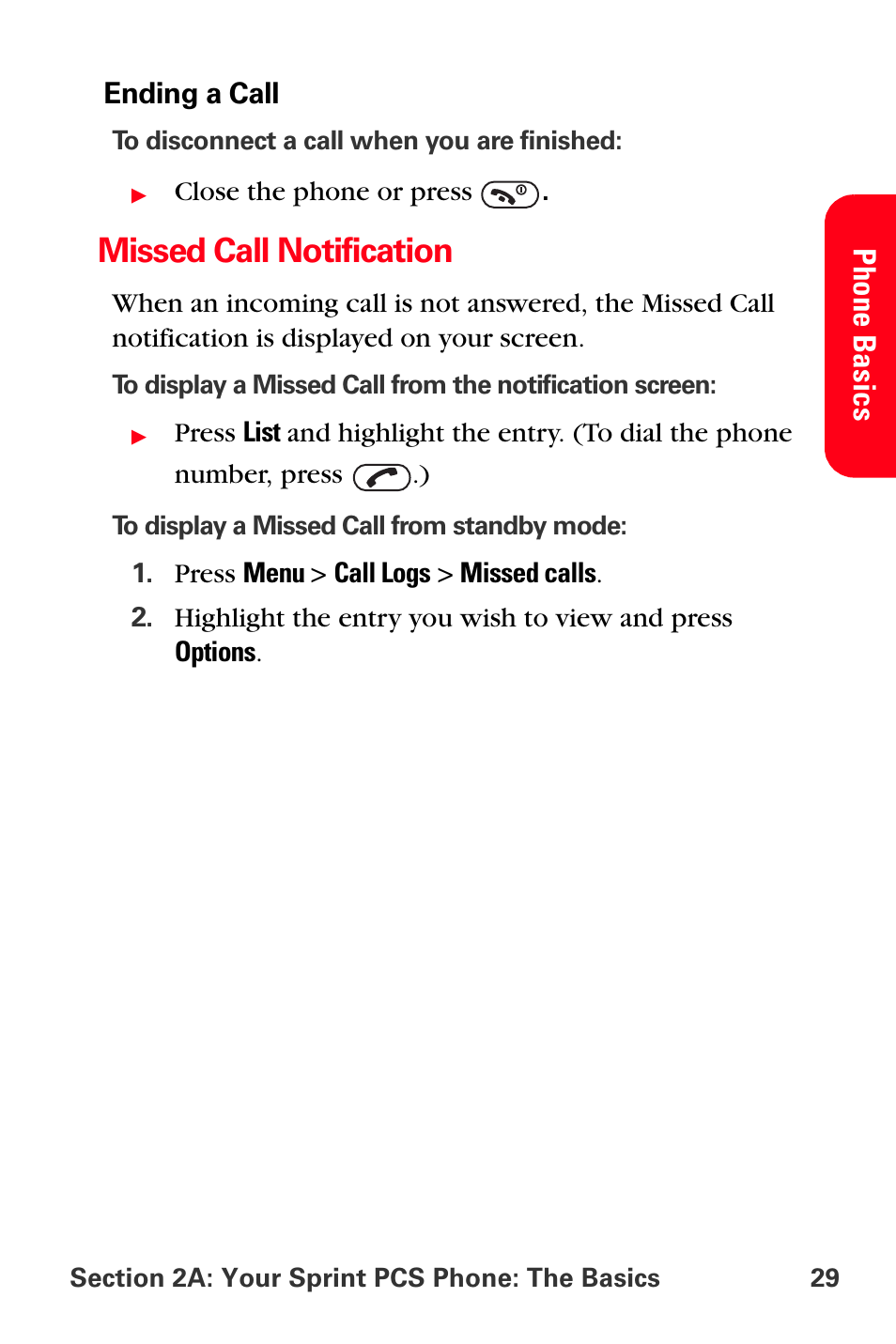 Missed call notification | Sprint Nextel PCS VI-3155I User Manual | Page 41 / 209
