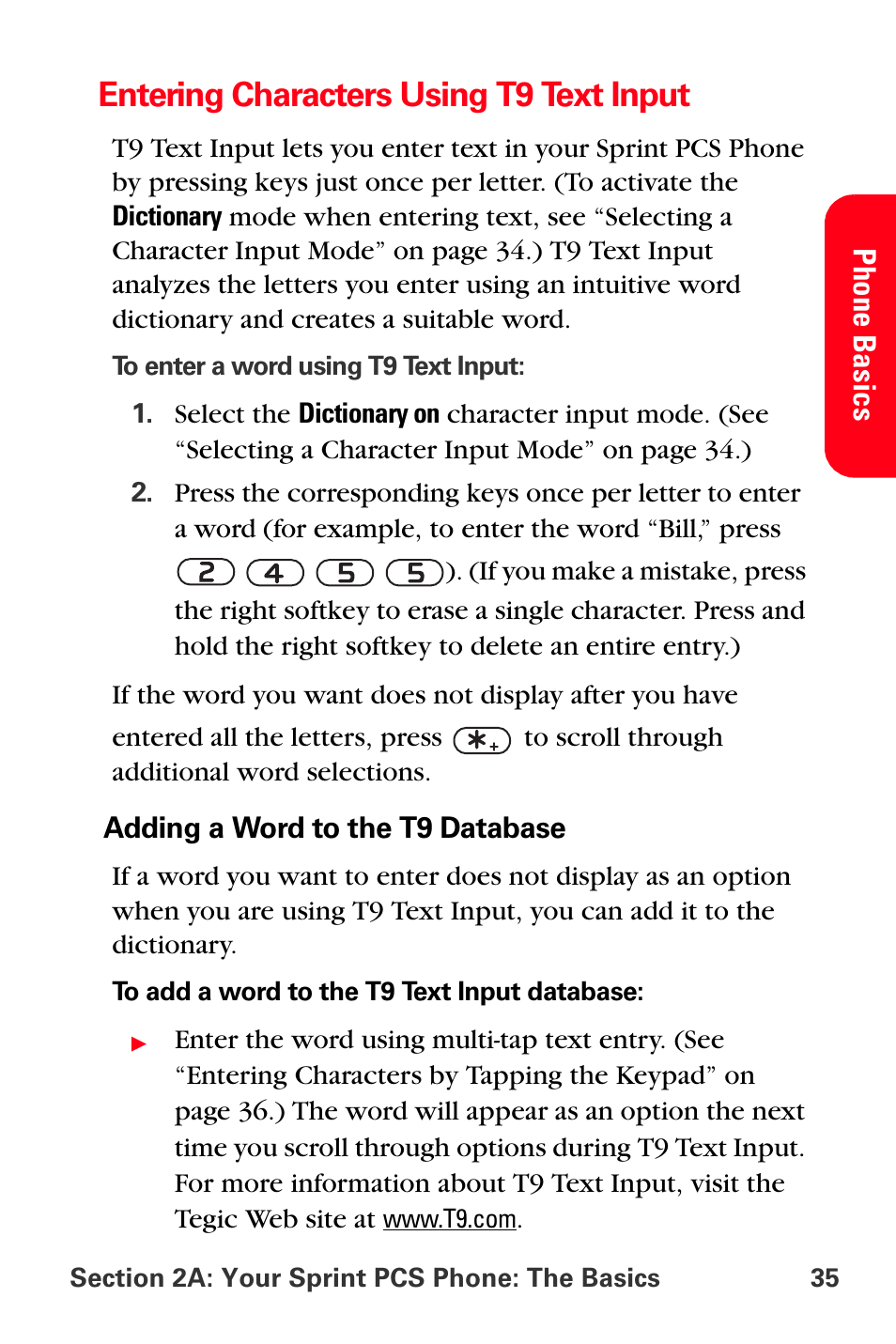 Entering characters using t9 text input | Sprint Nextel PCS VI-3155I User Manual | Page 47 / 209