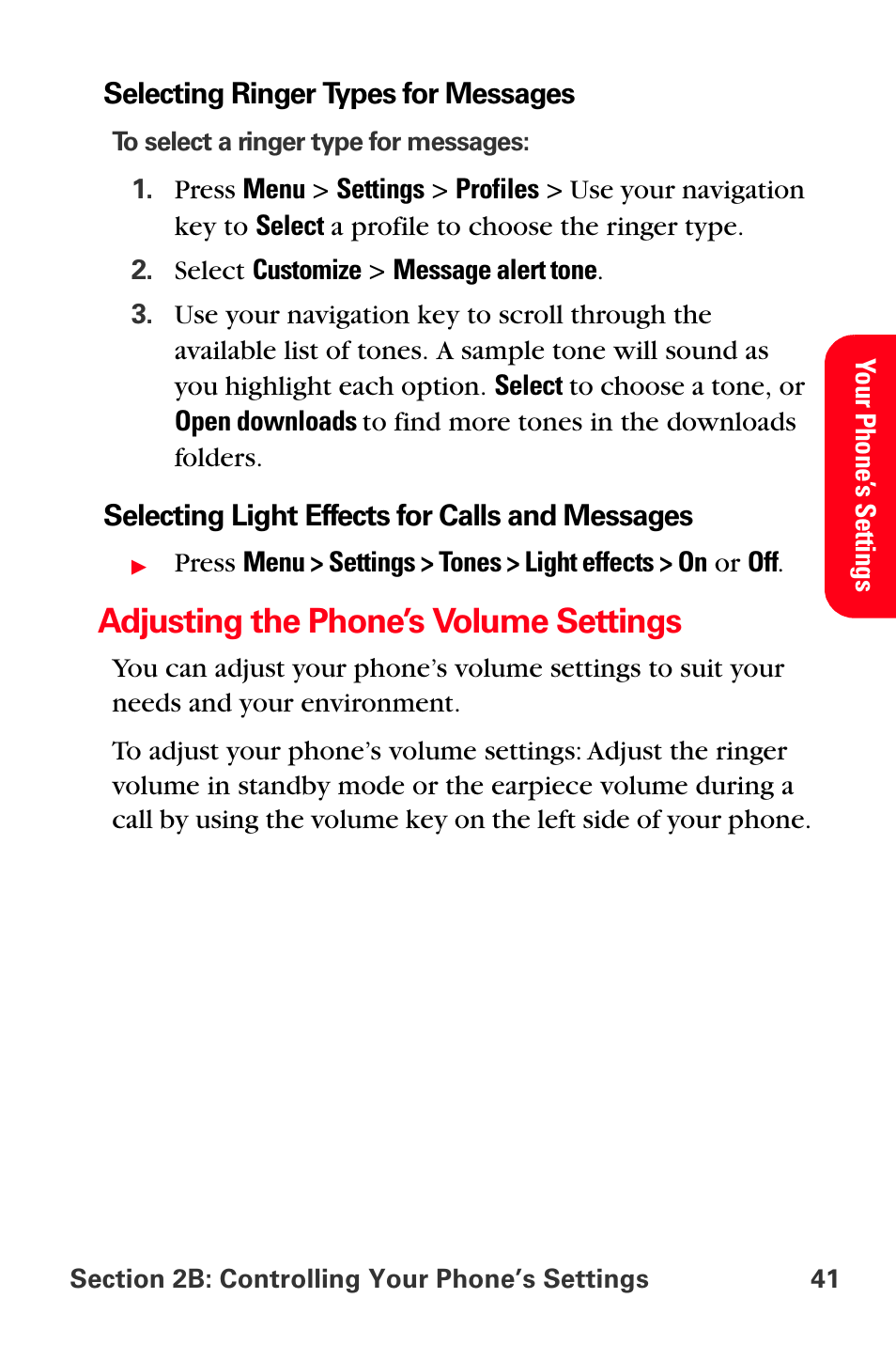 Adjusting the phone’s volume settings | Sprint Nextel PCS VI-3155I User Manual | Page 53 / 209