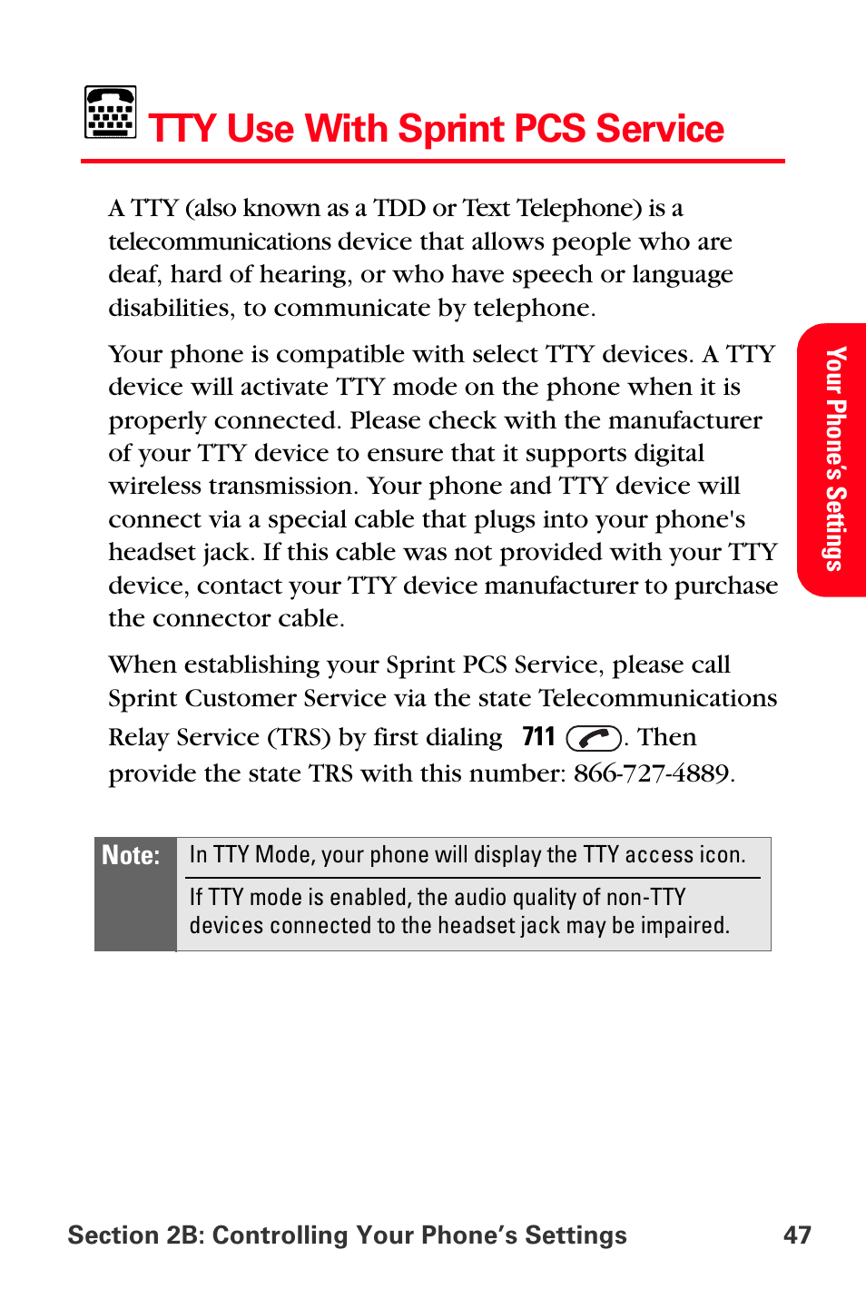 Tty use with sprint pcs service | Sprint Nextel PCS VI-3155I User Manual | Page 59 / 209