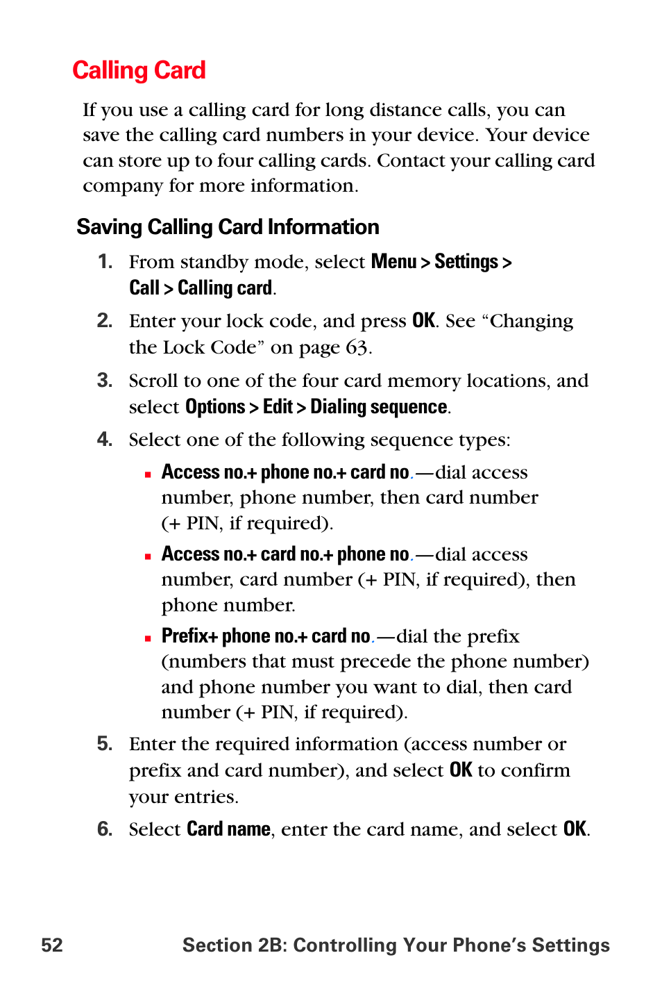 Calling card | Sprint Nextel PCS VI-3155I User Manual | Page 64 / 209