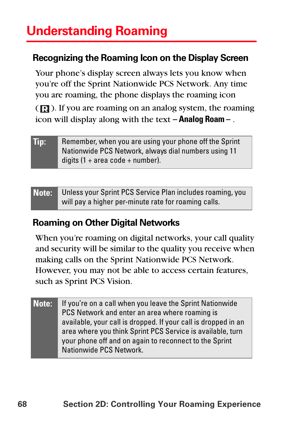 Understanding roaming | Sprint Nextel PCS VI-3155I User Manual | Page 80 / 209